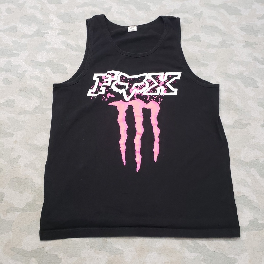 Vintage Fox Pro 5 Tank Top Mens XL Black Y2k Pullover Sleeveless Motorcross